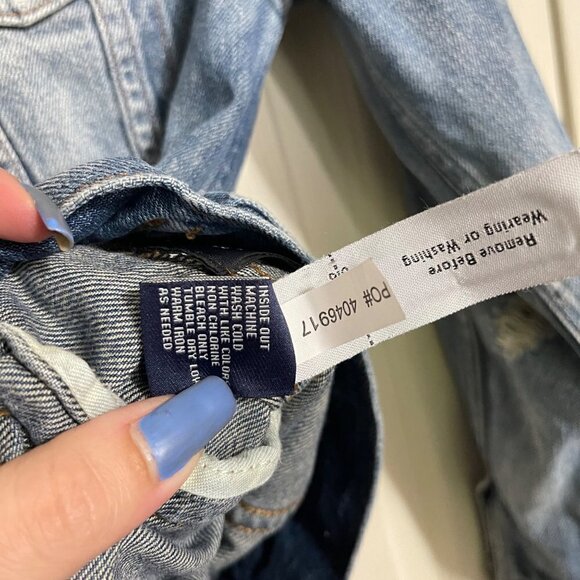 Madewell Womens Medium Wash Distressed Pockets Button Up Denim Jean Jacket XS - Picture 9 of 10